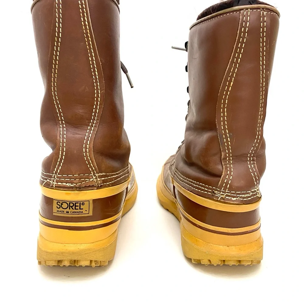 Sorel Men's Kaufman Arctic Wool Lined Brown Leather Winter Boots (Boots Only)